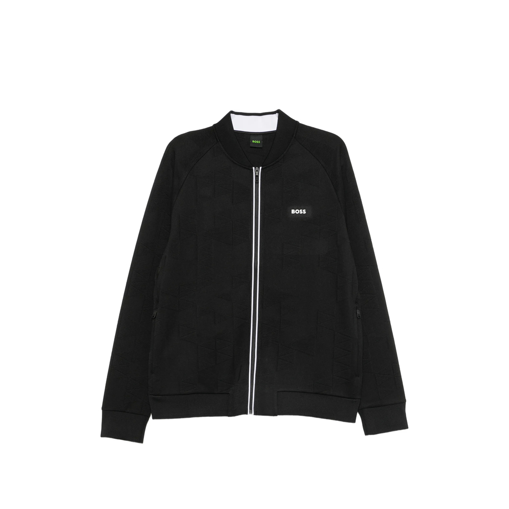 Boss Geometric-pattern Zip-up Sweater