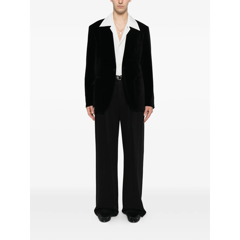 Velvet-Finish Single-Breasted Blazer