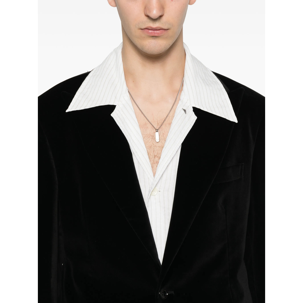 Velvet-Finish Single-Breasted Blazer