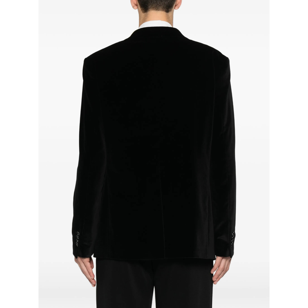 Velvet-Finish Single-Breasted Blazer
