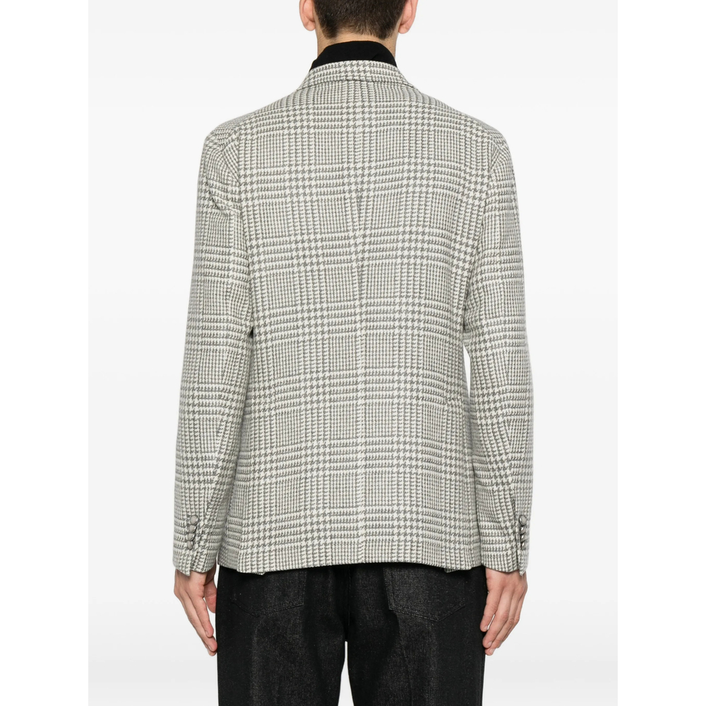 Double-Breasted Check-Pattern Blazer
