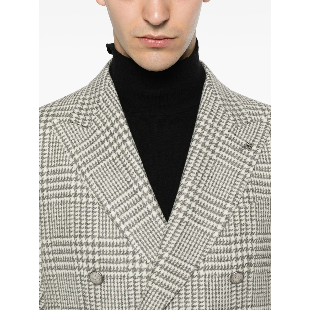 Double-Breasted Check-Pattern Blazer