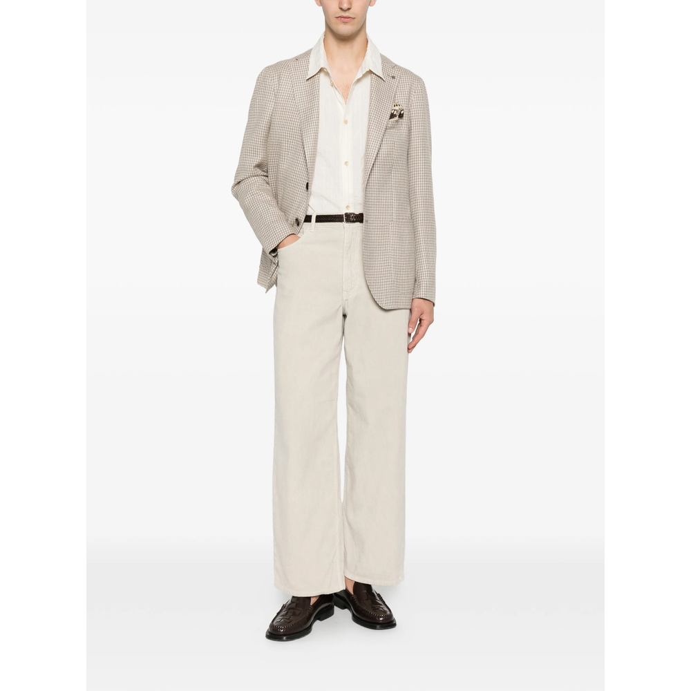 Houndstooth-Pattern Single-Breasted Blazer