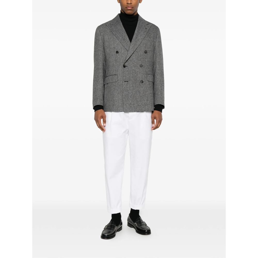 Herringbone Double-Breasted Blazer