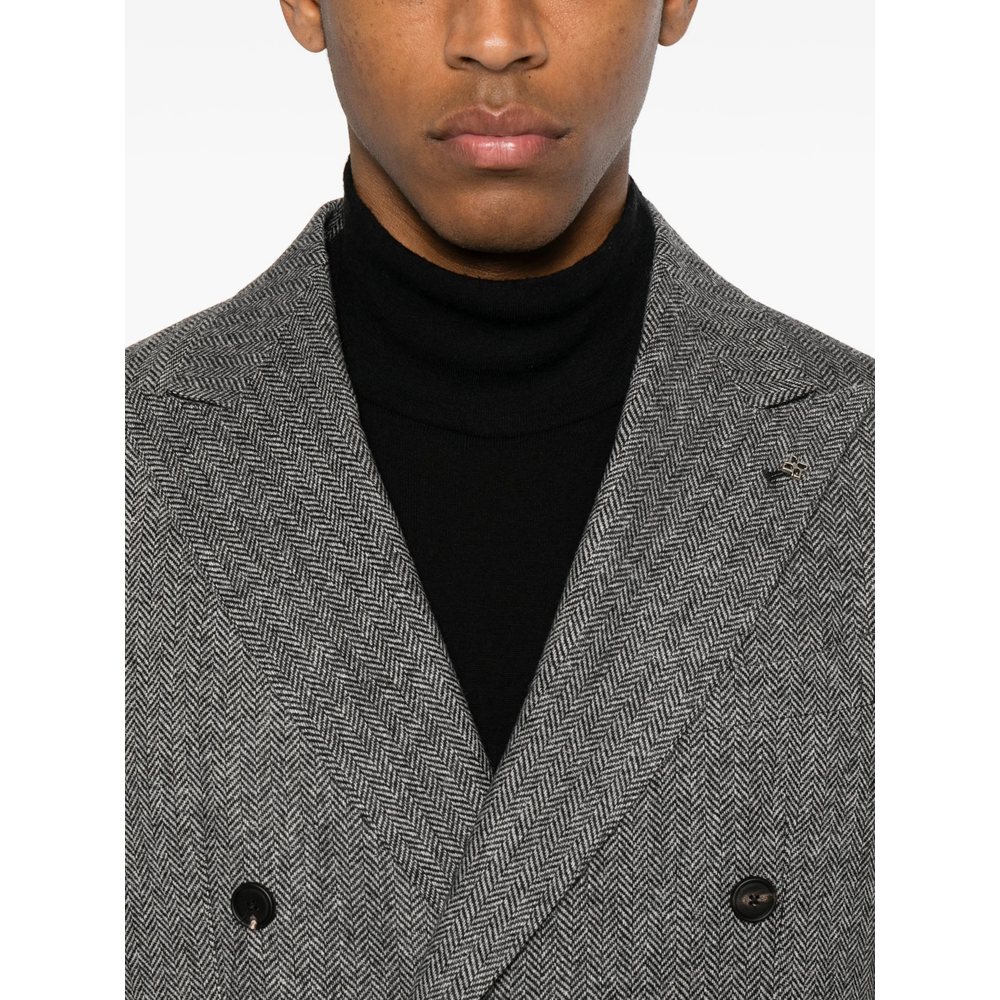 Herringbone Double-Breasted Blazer