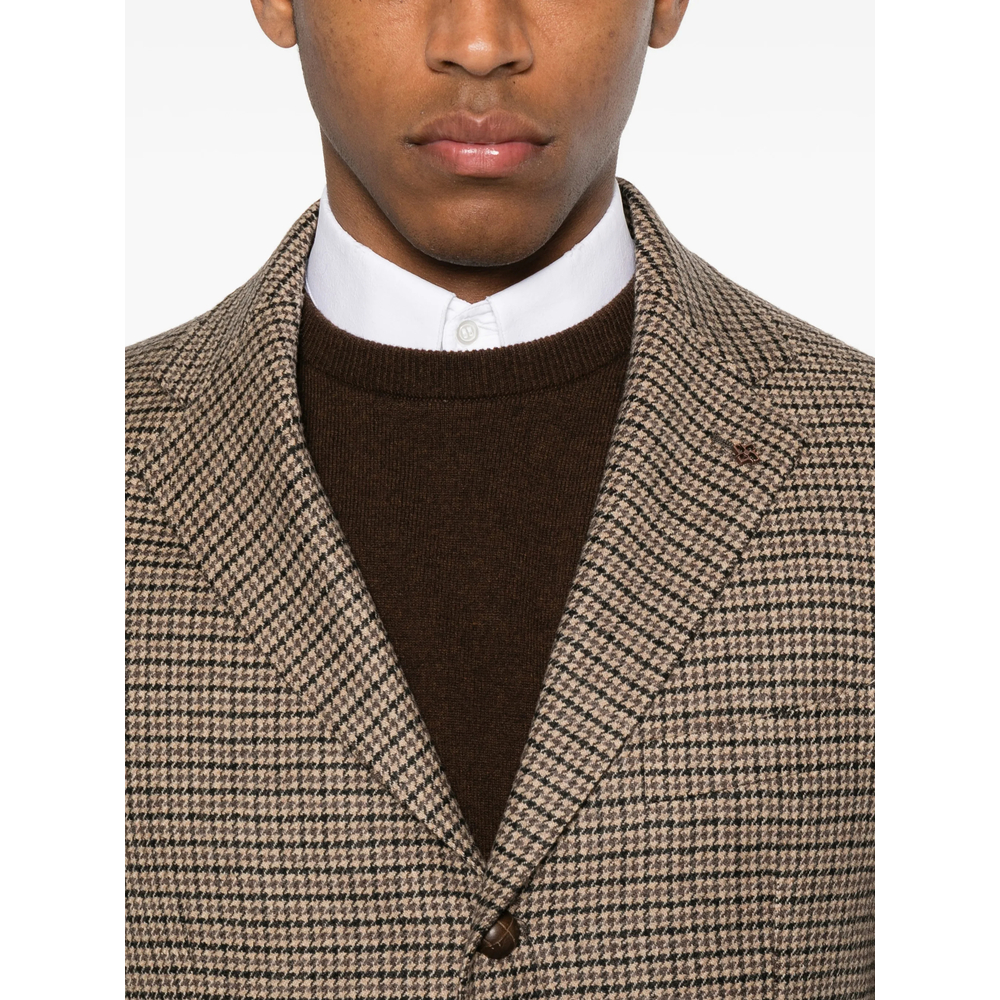 Houndstooth-Pattern Single-Breasted Blazer