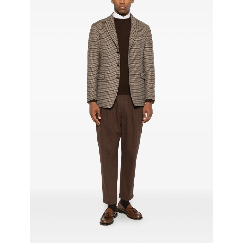 Houndstooth-Pattern Single-Breasted Blazer