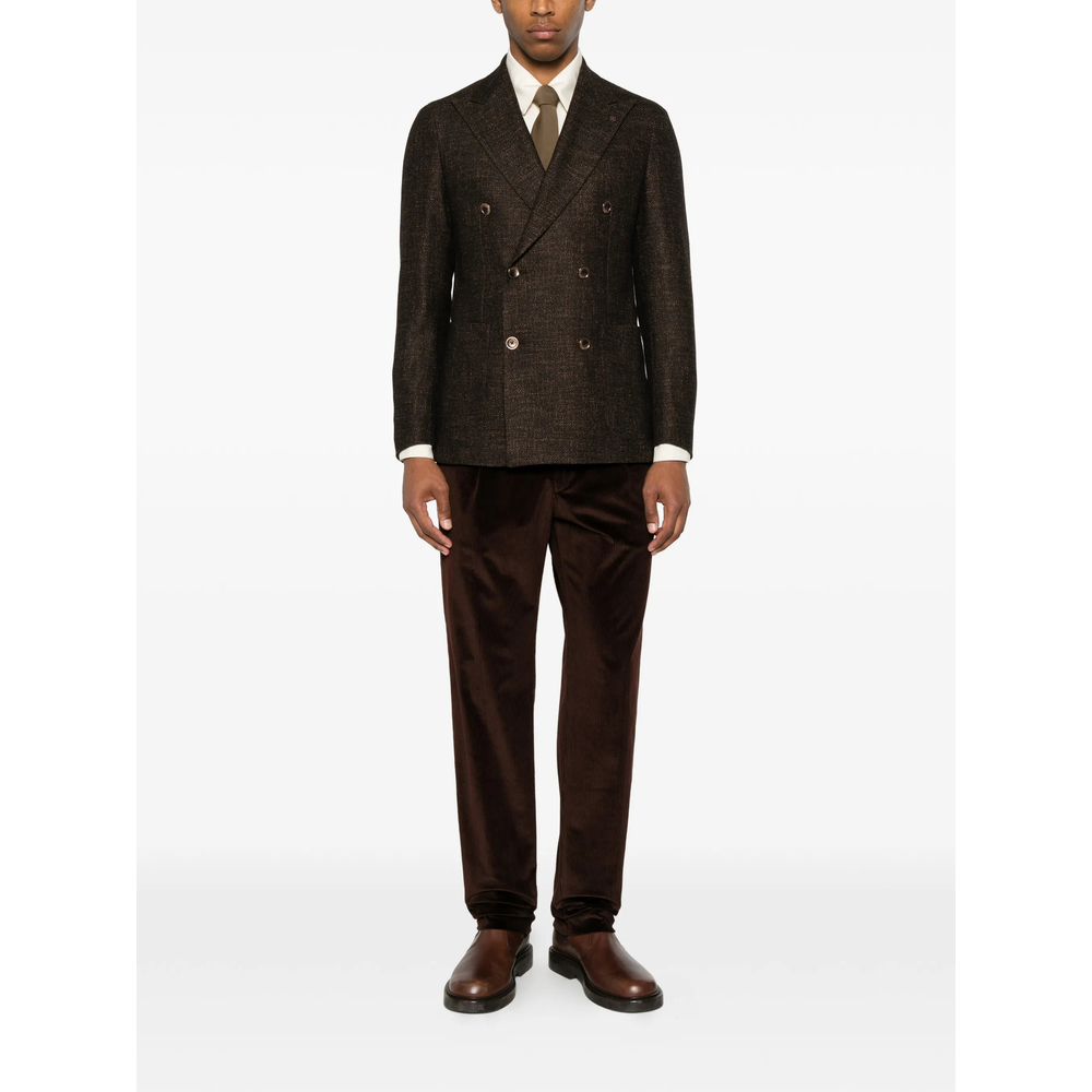 Double-Breasted Peak-Lapels Blazer
