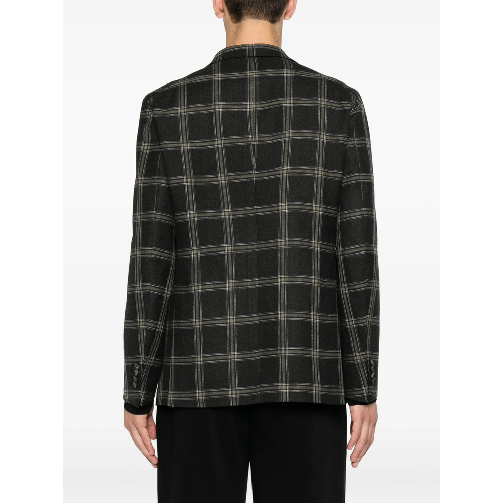 Check-Pattern Single-Breasted Blazer