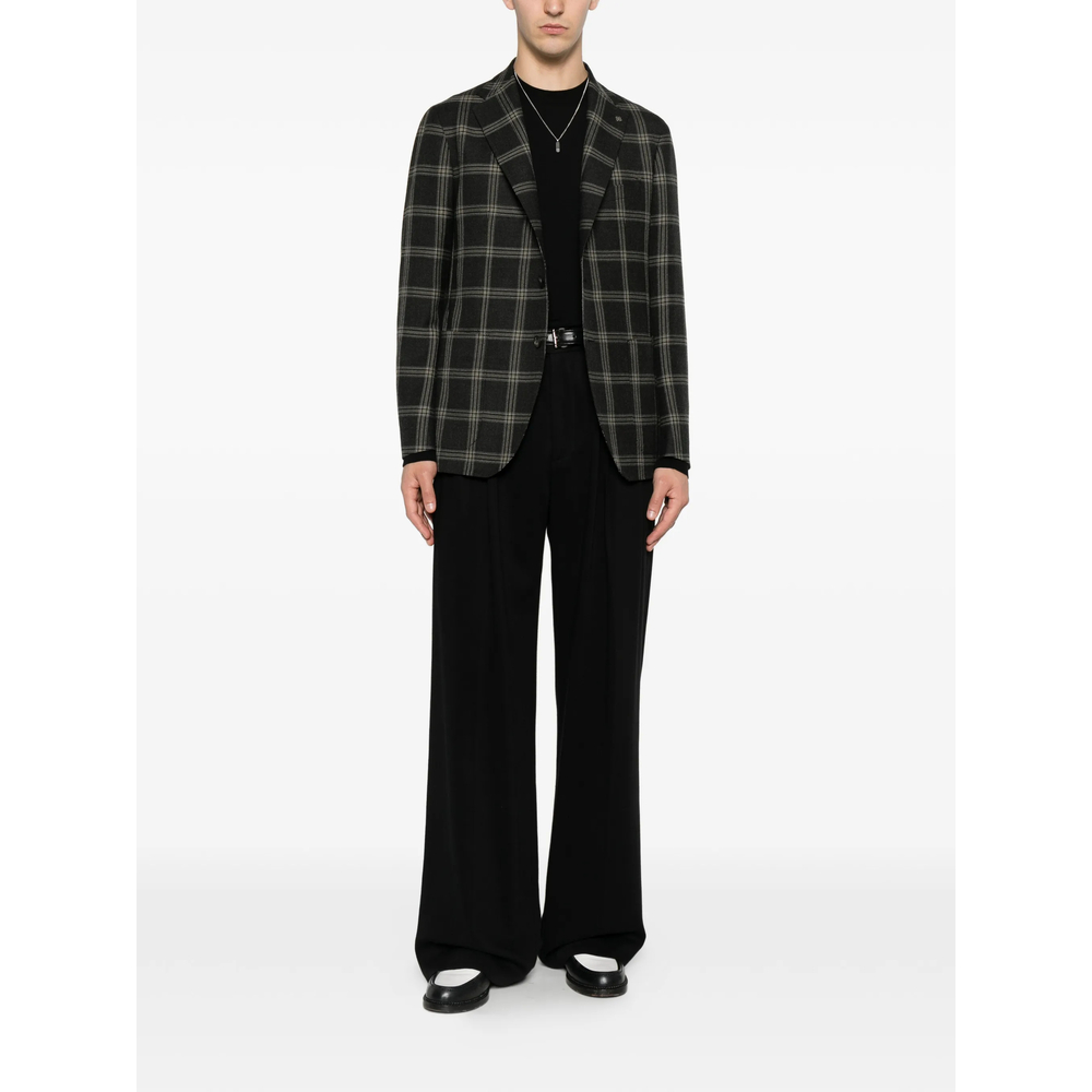 Check-Pattern Single-Breasted Blazer