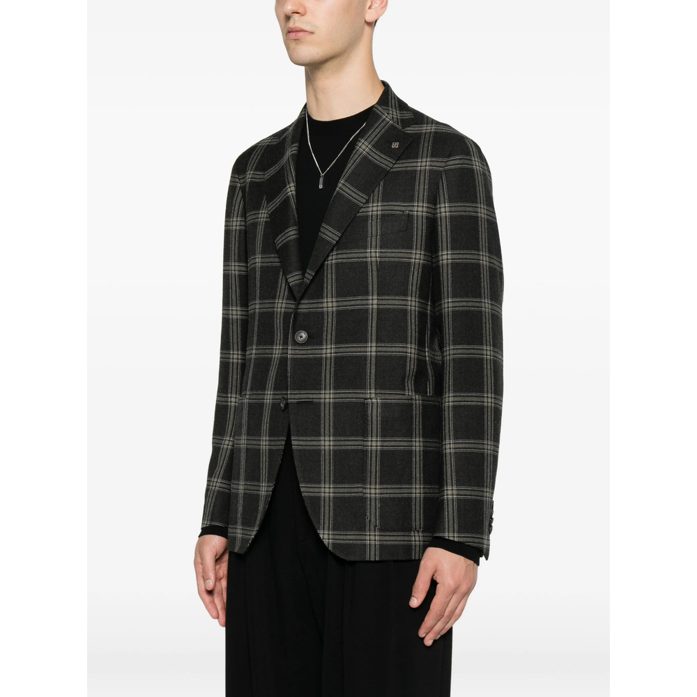 Check-Pattern Single-Breasted Blazer