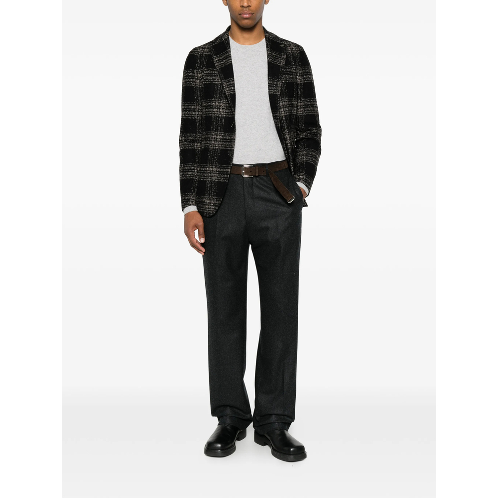 Check-Pattern Single-Breasted Blazer