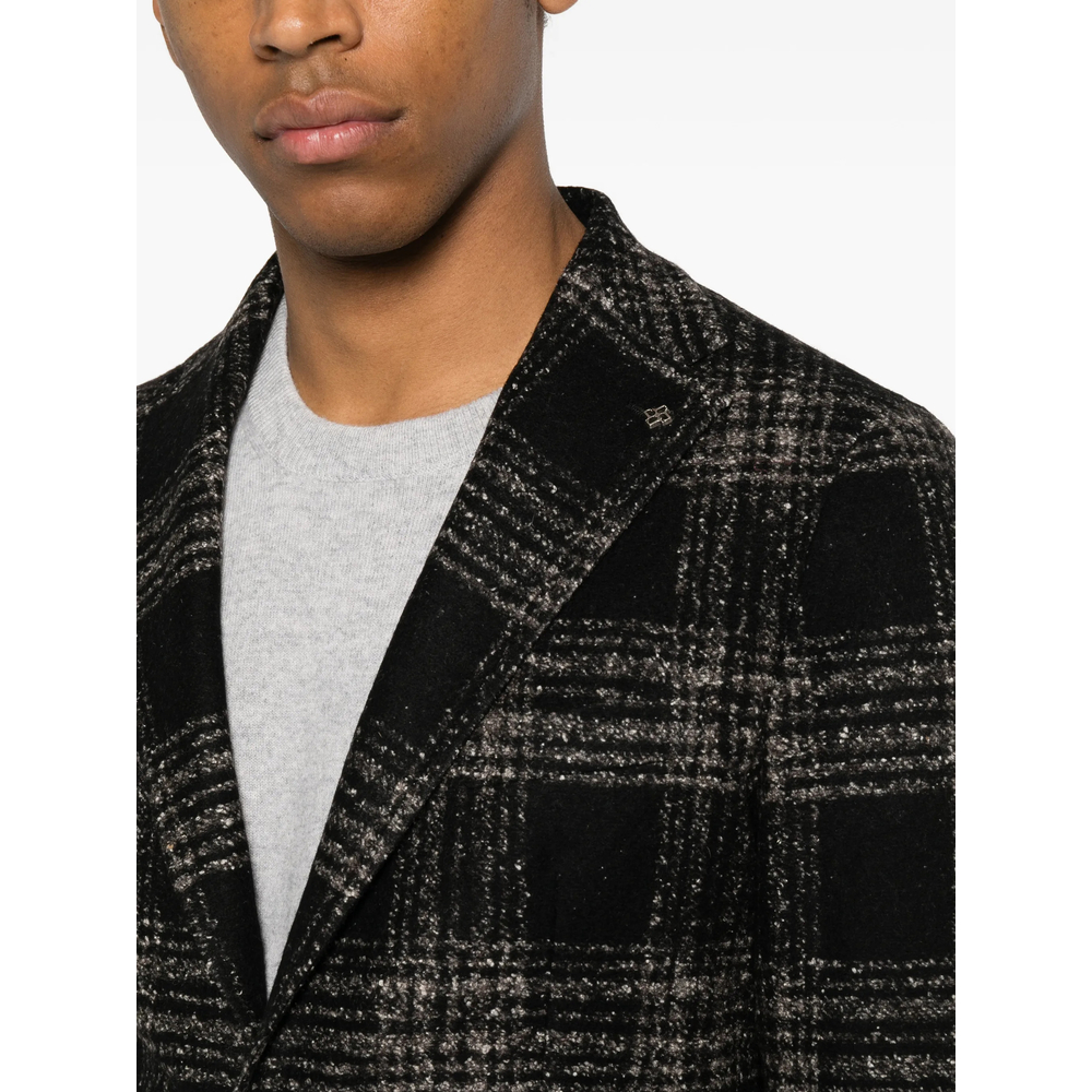 Check-Pattern Single-Breasted Blazer