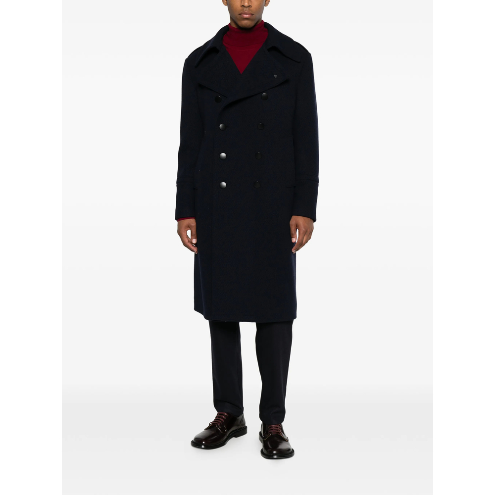 Double-Breasted Twill-Weave Coat