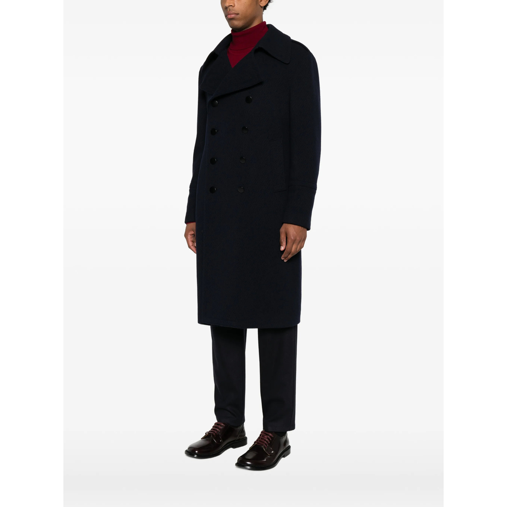 Double-Breasted Twill-Weave Coat