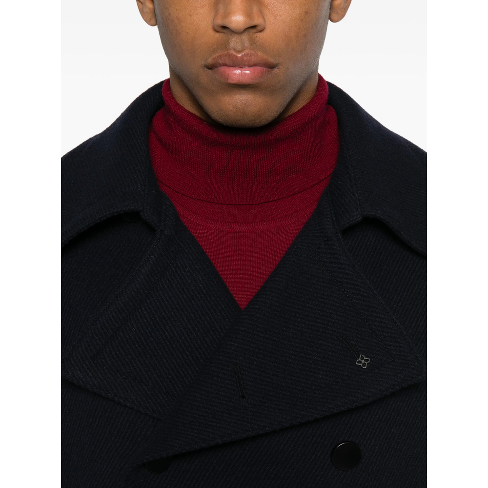 Double-Breasted Twill-Weave Coat
