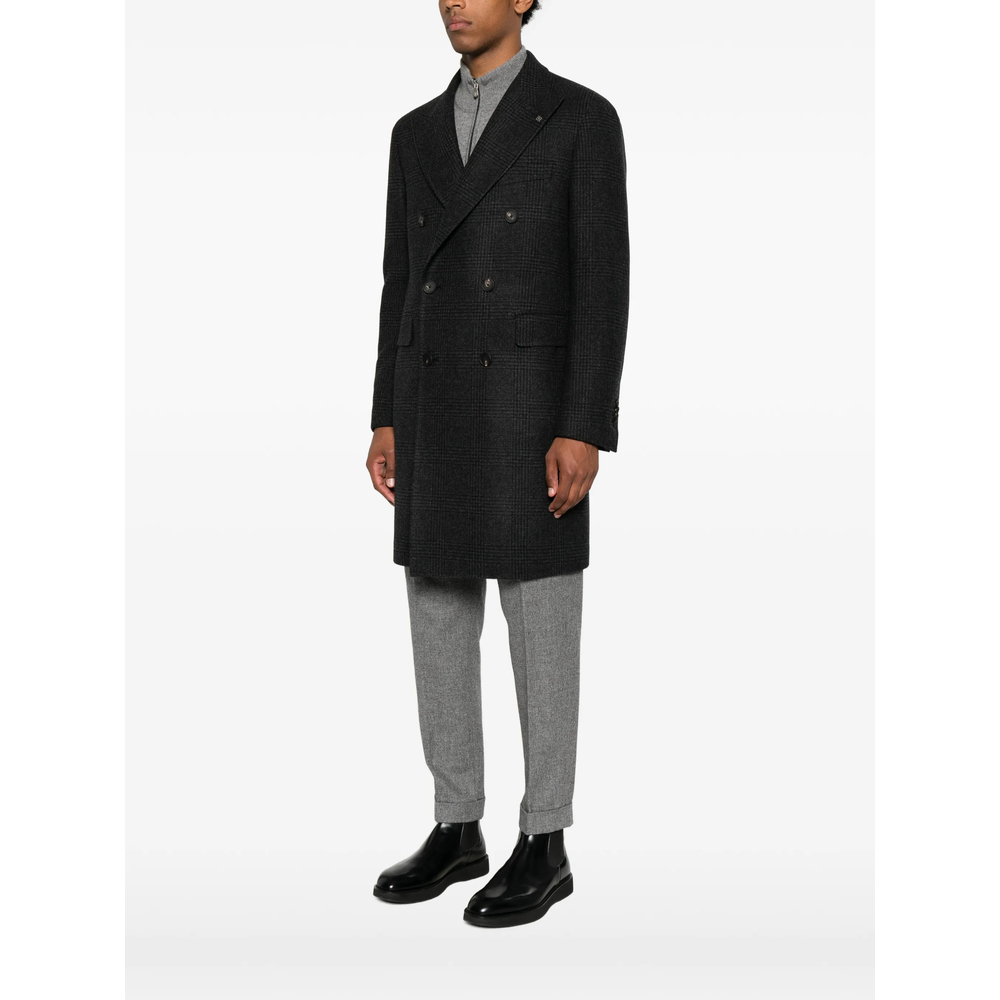 Double-Breasted Check-Pattern Coat