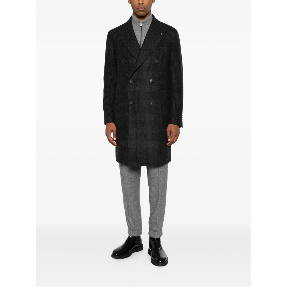 Double-Breasted Check-Pattern Coat