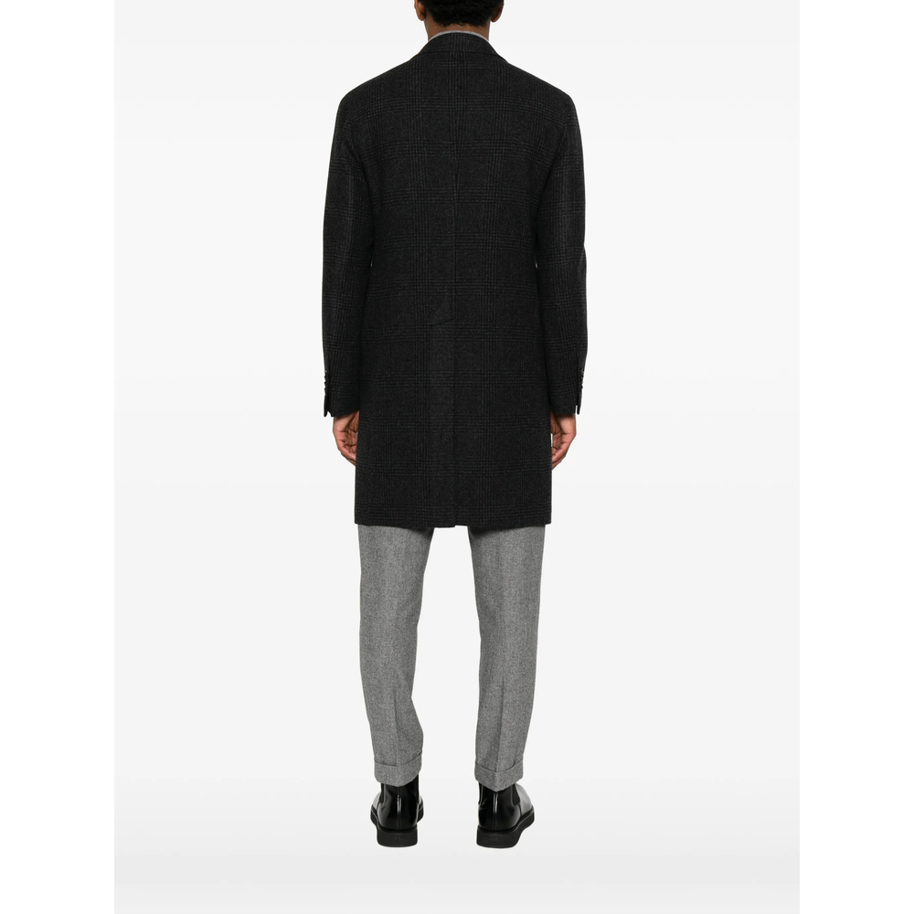 Double-Breasted Check-Pattern Coat