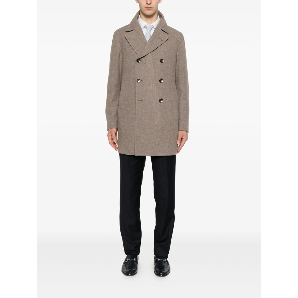 Flap-Pocket Double-Breasted Coat