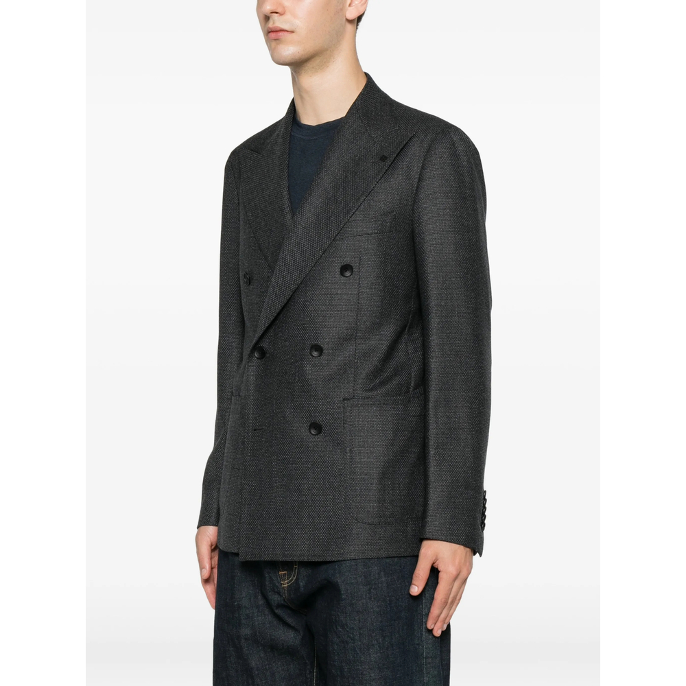Double-Breasted Peak-Lapel Blazer