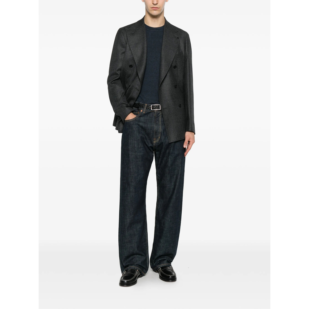 Double-Breasted Peak-Lapel Blazer