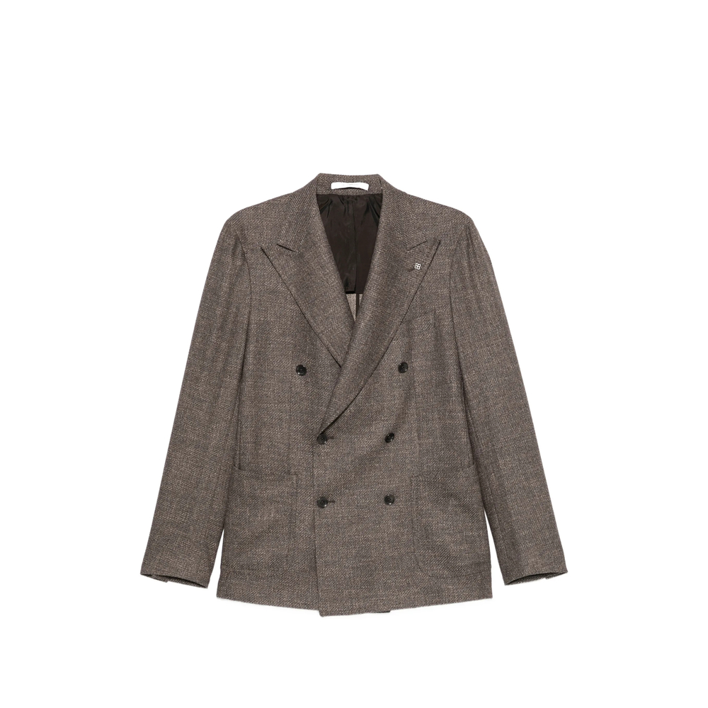 Double-Breasted Checked Blazer