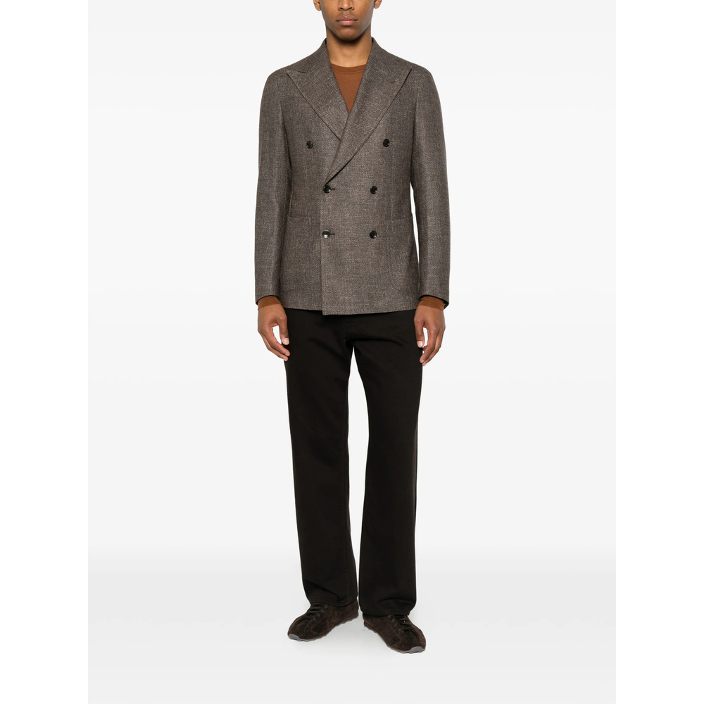 Double-Breasted Checked Blazer