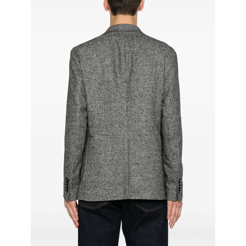 Houndstooth-Pattern Peaked-Lapel Blazer