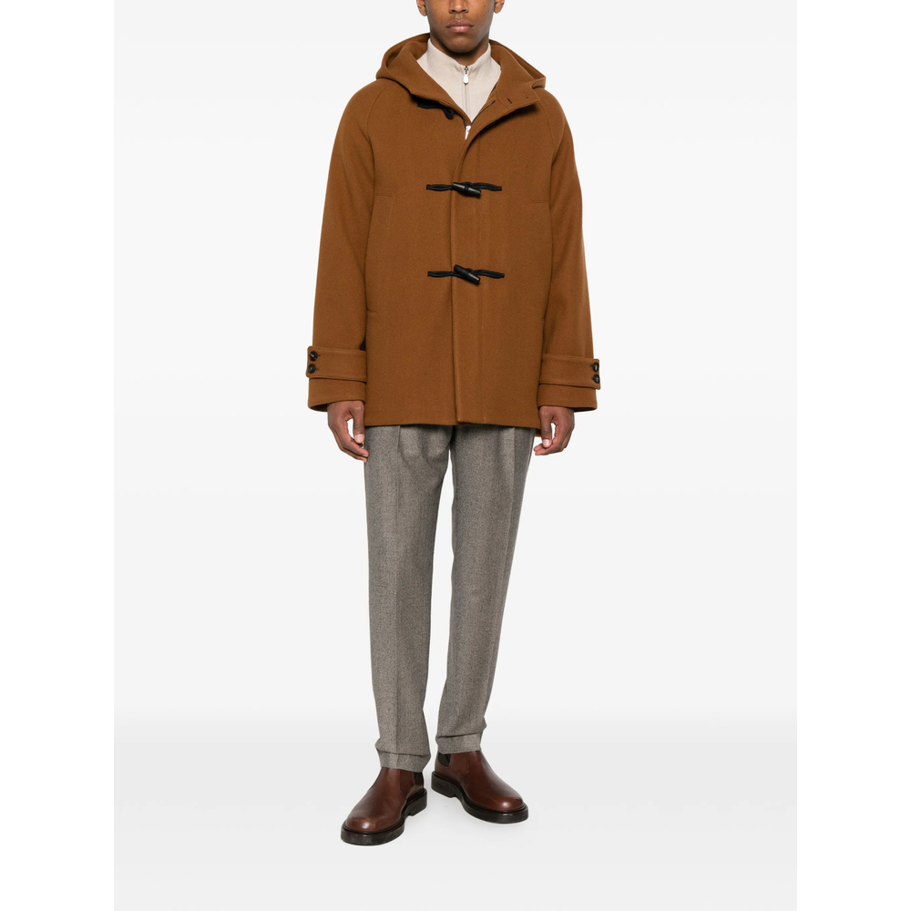 Toggle-Fastening Hooded Coat