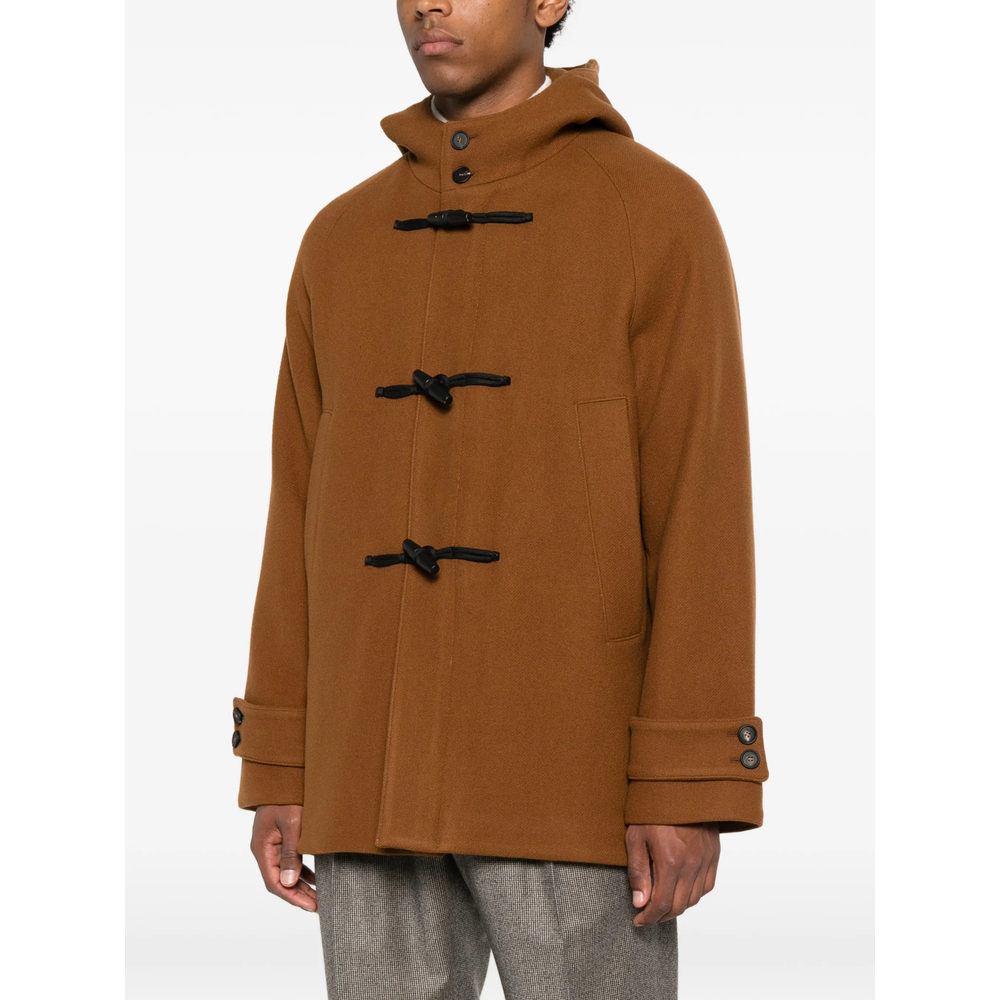 Toggle-Fastening Hooded Coat