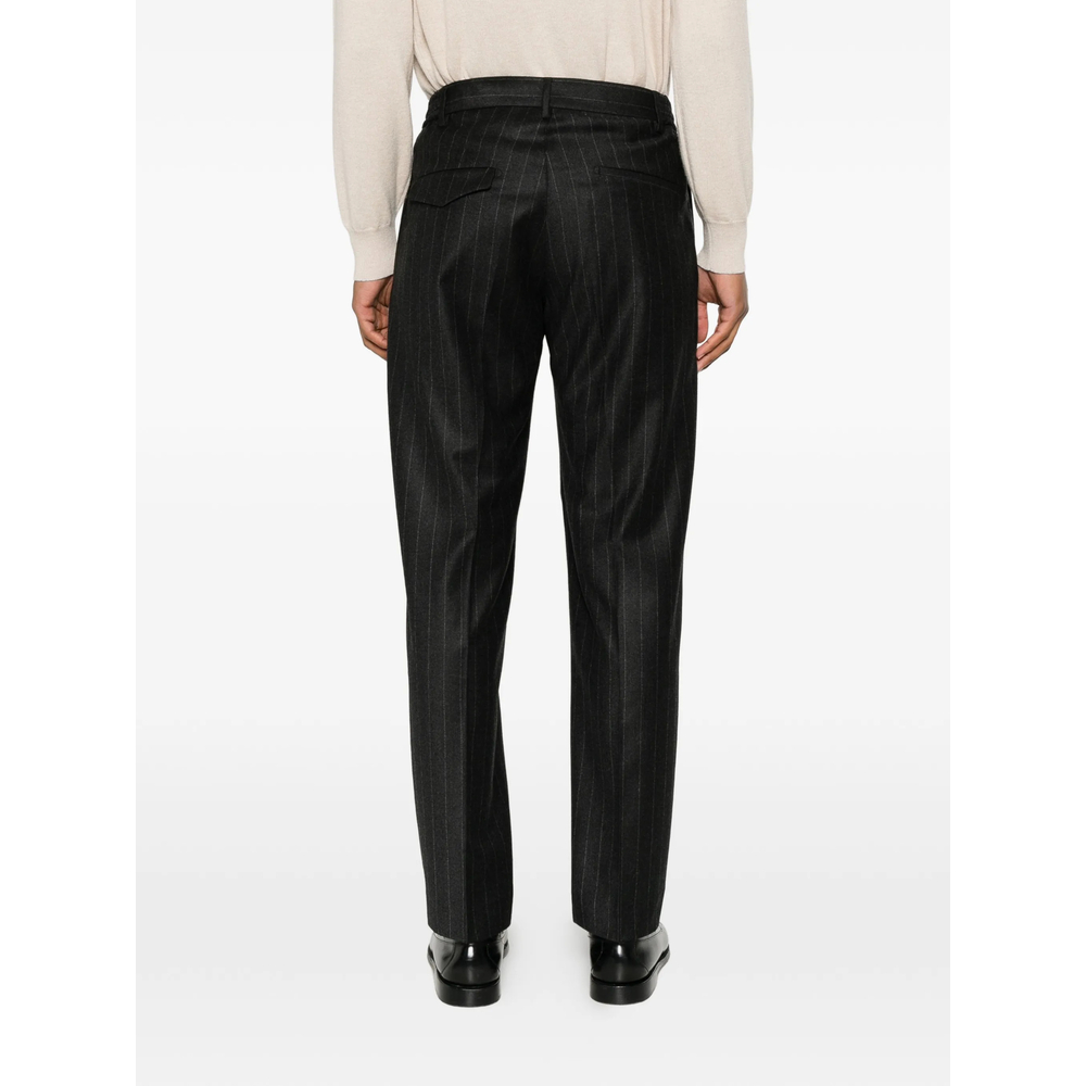 Pinstripe-Pattern Pleated Trousers