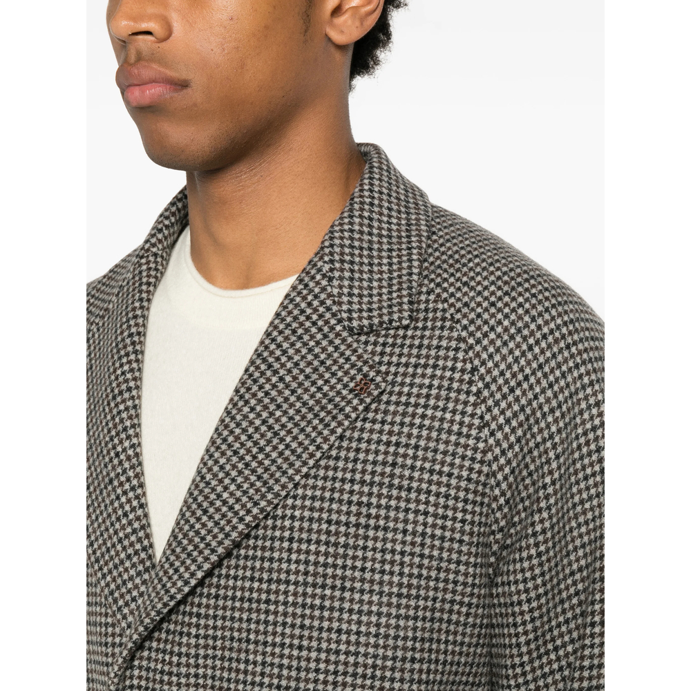 Sanford Houndstooth-Pattern Single-Breasted Coat