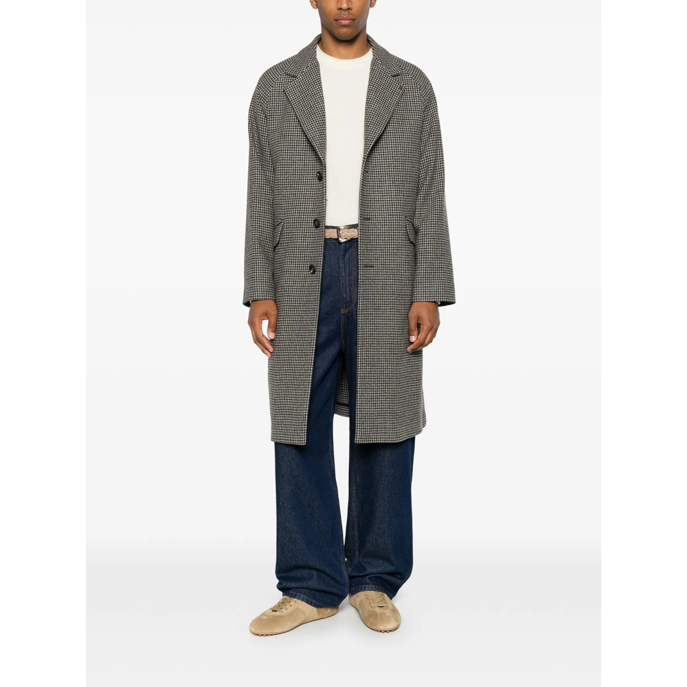 Sanford Houndstooth-Pattern Single-Breasted Coat