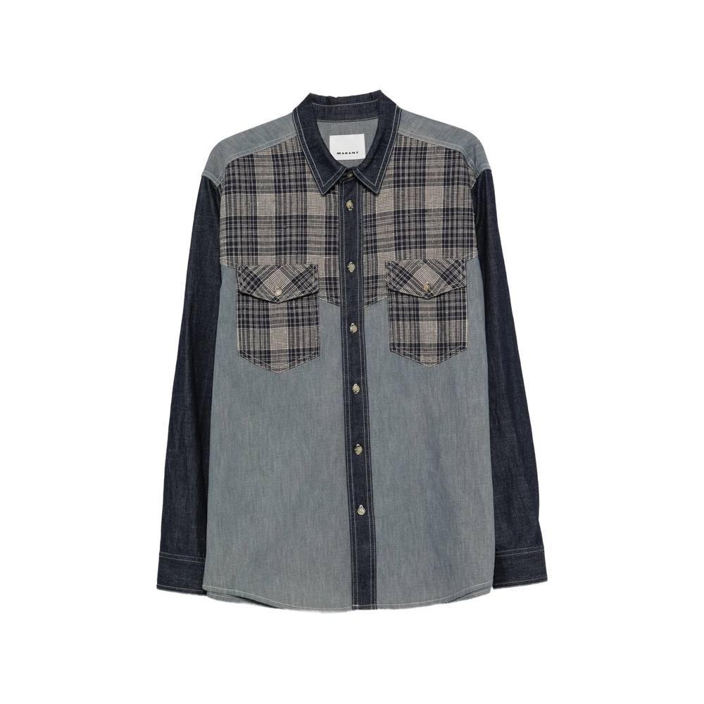 Isabel Marant Check-panelled Denim Shirt