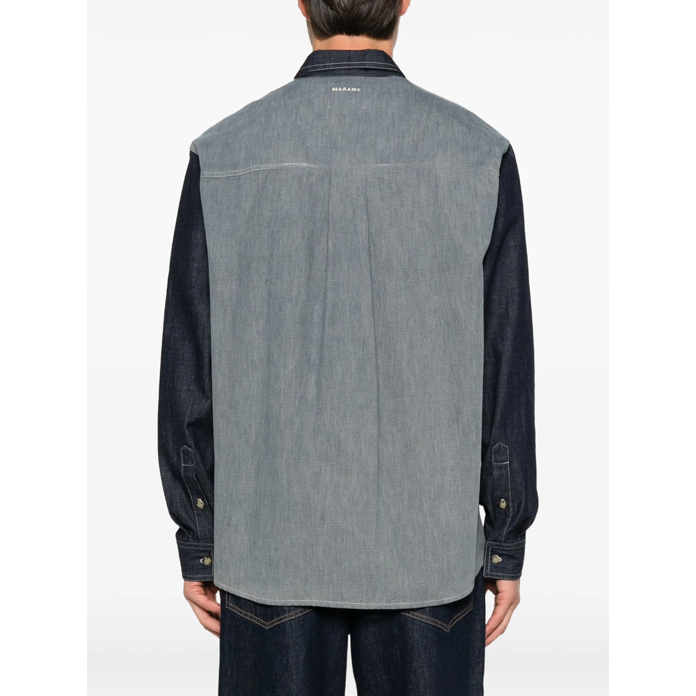 Check-Panelled Denim Shirt