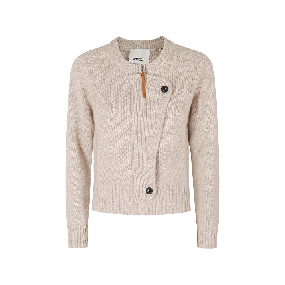 Isabel Marant Murielle Asymmetric Zip-fastening Cardigan In Neutrals