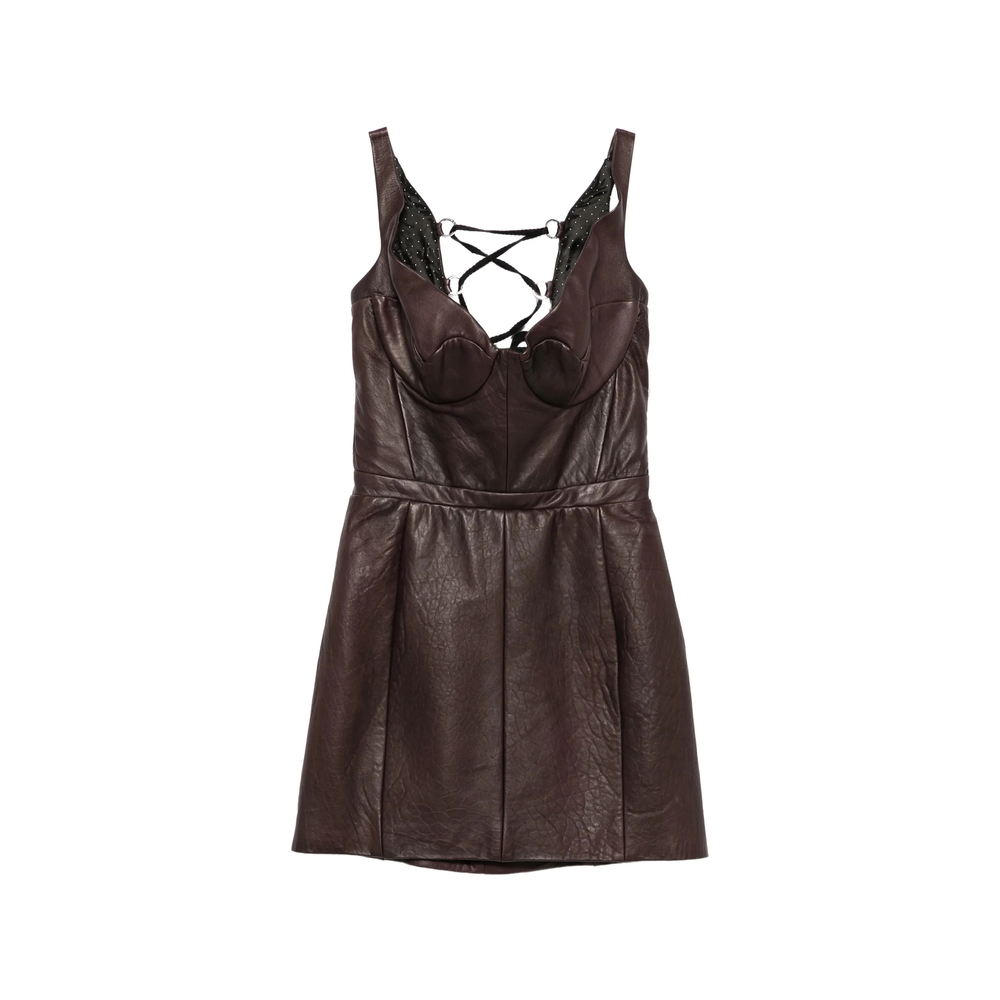 Maria Lucia Hohan Rika Lace-up Leather Mini Dress