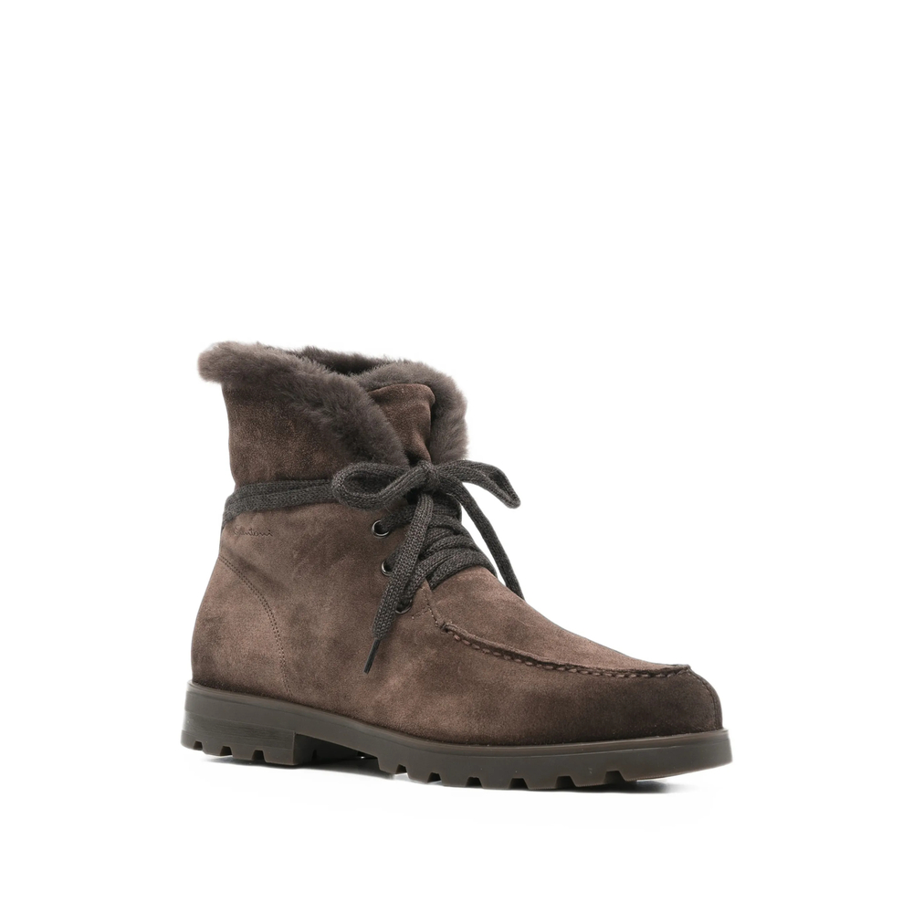 Shearling-Trim Ankle Boots