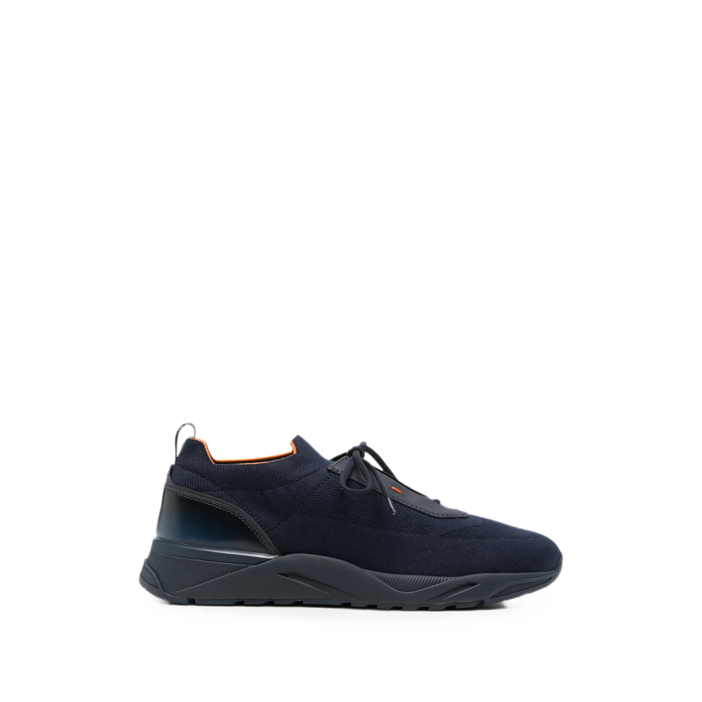 Santoni Flin Knit Leather-trim Sneakers