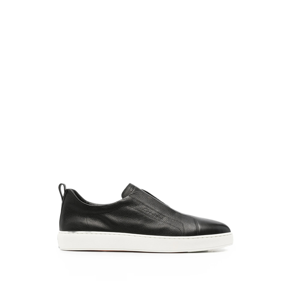 Santoni Victory Slip-on Grained-leather Sneakers Santoni