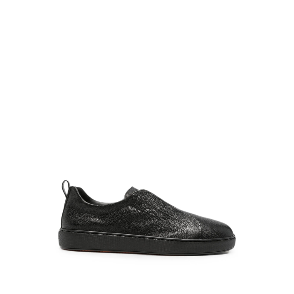 Santoni S-Victory Grainy-leather Slip-on Sneakers