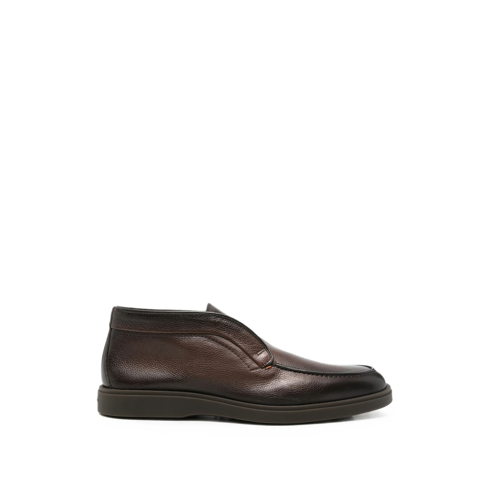 Santoni Grainy Leather Slip-on Boots