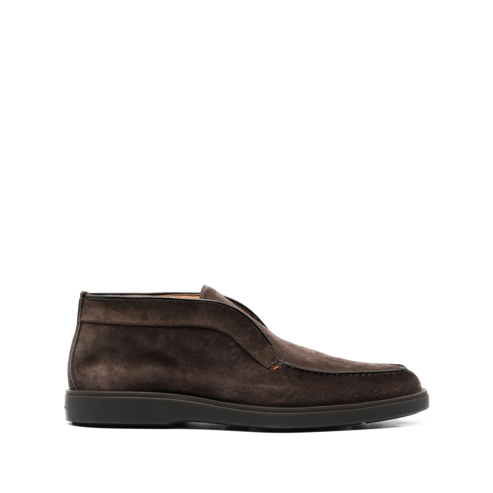 Santoni Desert Slip-on Suede Boots In Brown