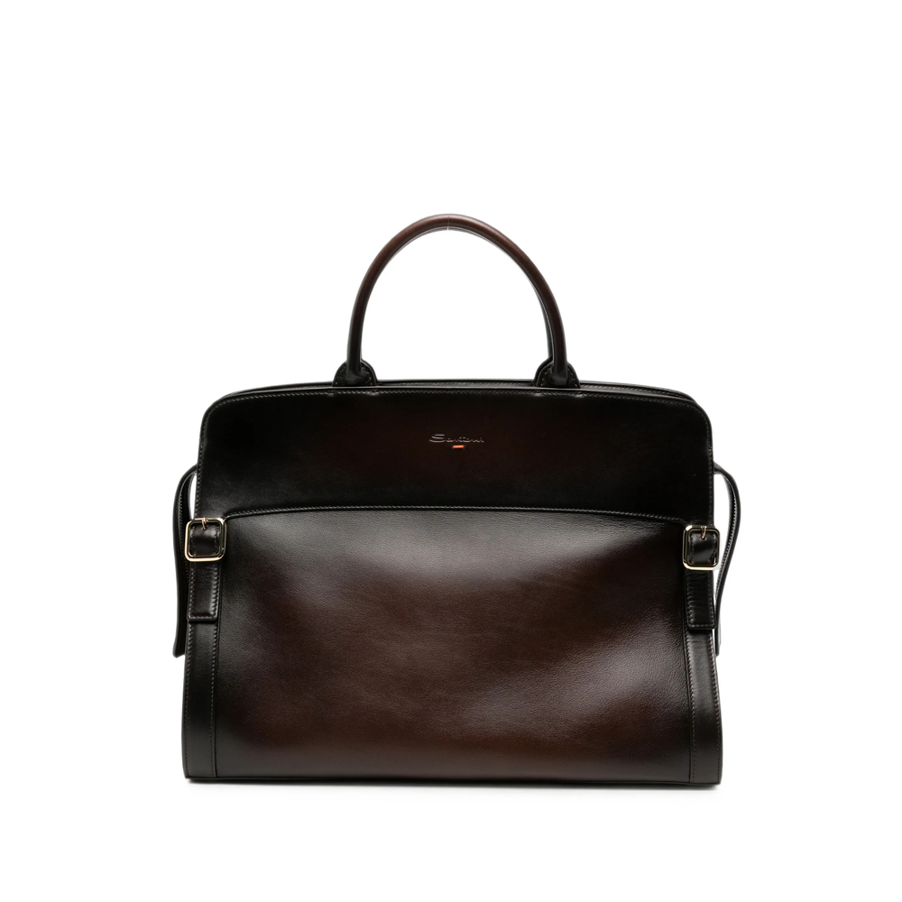 Santoni Burnished Leather Tote Bag