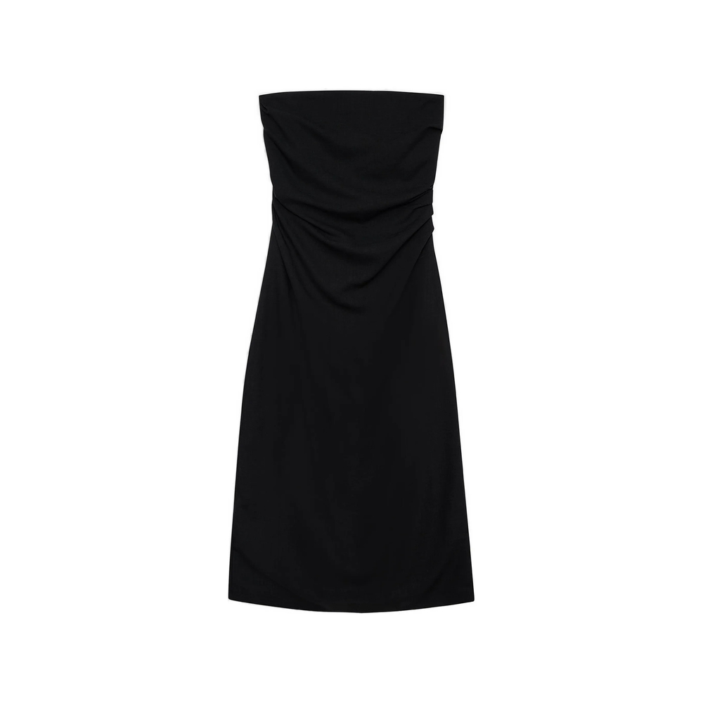 Anine Bing Tyla Strapless Gathered Midi Dress