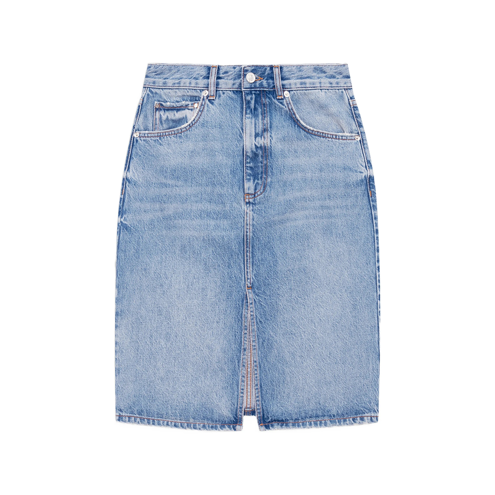 Anine Bing Jamey Front-slit Midi Skirt In Blue