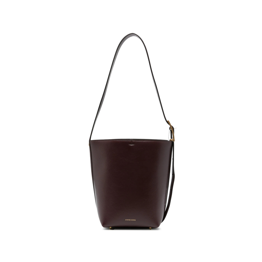 Anine Bing Elly Medium Bucket Bag Grained Leather - Fig