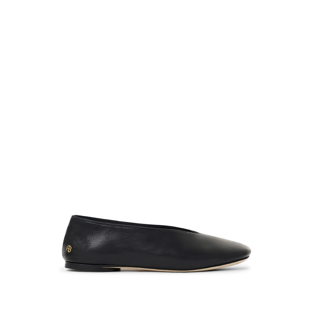 Anine Bing Ana Flats Smooth Leather - Black