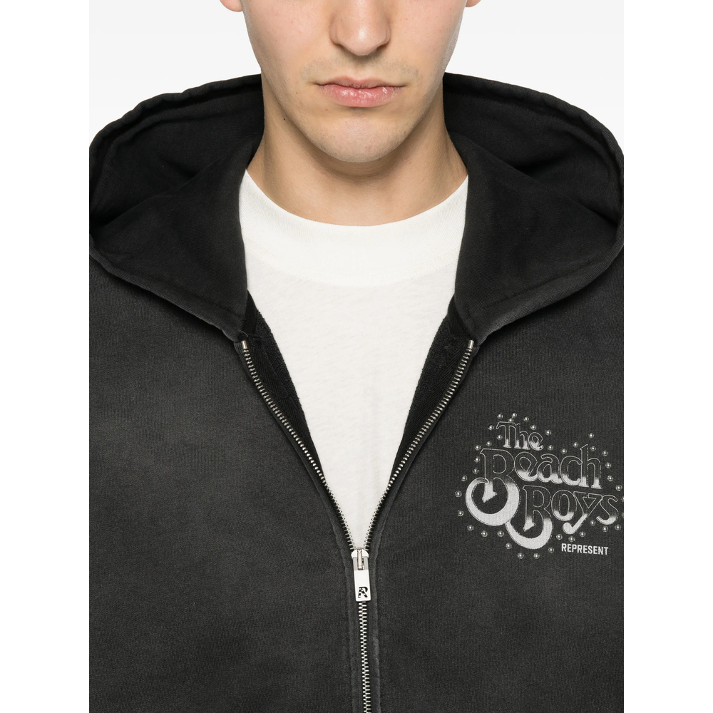 Graphic-Print Studded Hoodie